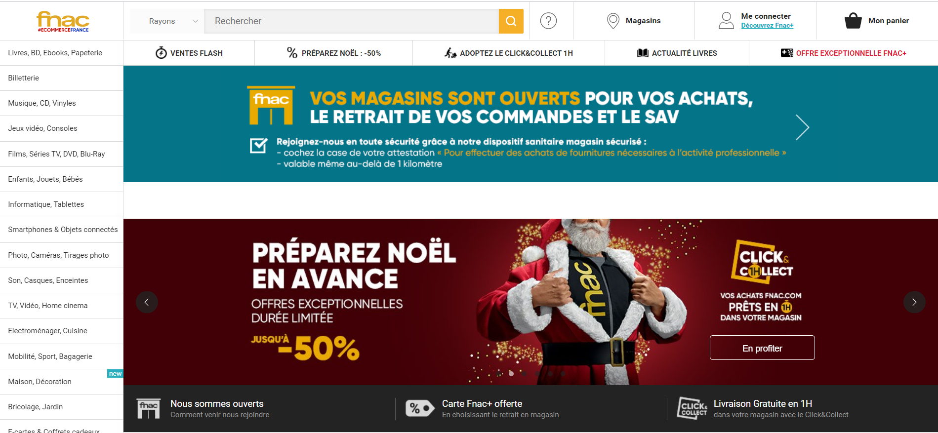 Page d'accueil du site marchand Fnac