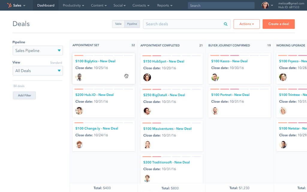 Hubspot - CRM - Pipeline - Transactions